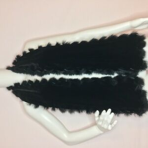 Black Faux Fur Trim Velvet Scarf Stole Wrap Evening Formal